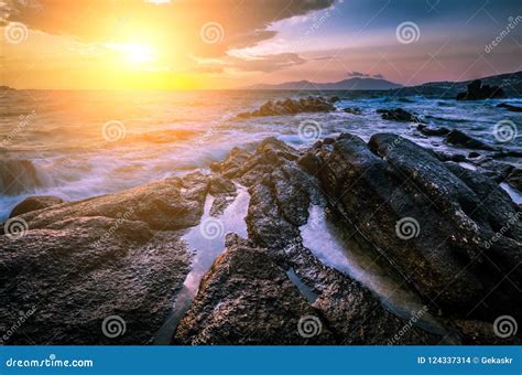 Beautiful Seascape With Rocks And Waves Stock Photo Image Of Rock