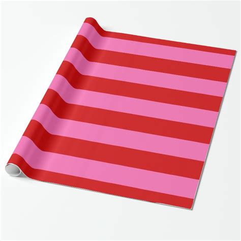 Red Hot Pink 2 Xl Preppy Stripe 1x Wrapping Paper