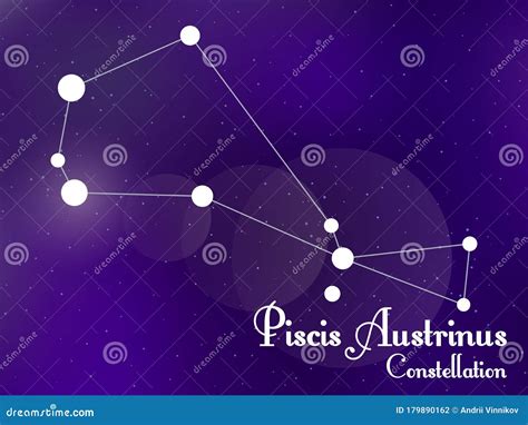 Piscis Austrinus The Southern Fish Constellation On A Starry Space