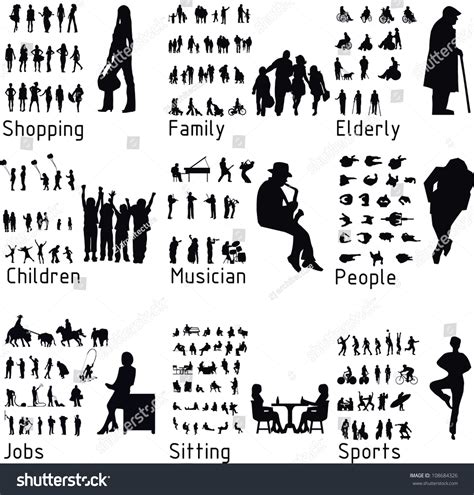 All People Activity Silhouettes Vector Illustration Stock Vector