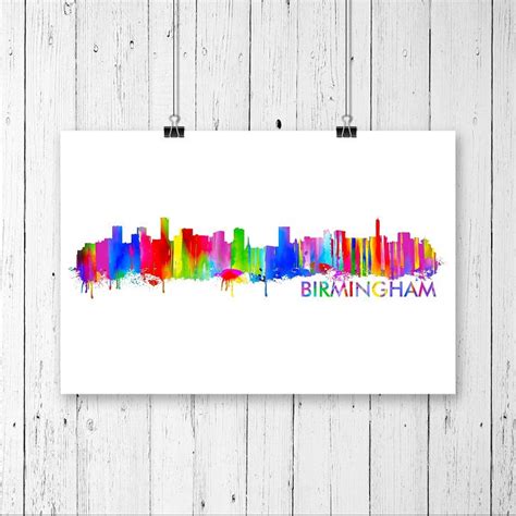 Birmingham Skyline Watercolor Art Print 375 Cityscape England United ...