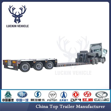 80 Tons Payload 4 Axles Lowbed Trailer Truck Low Bed Trailer Semi