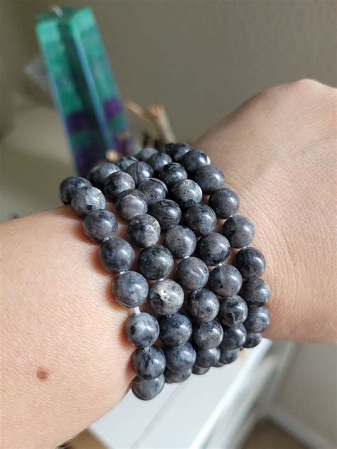 Fun Larvikite Bead Bracelet Etsy