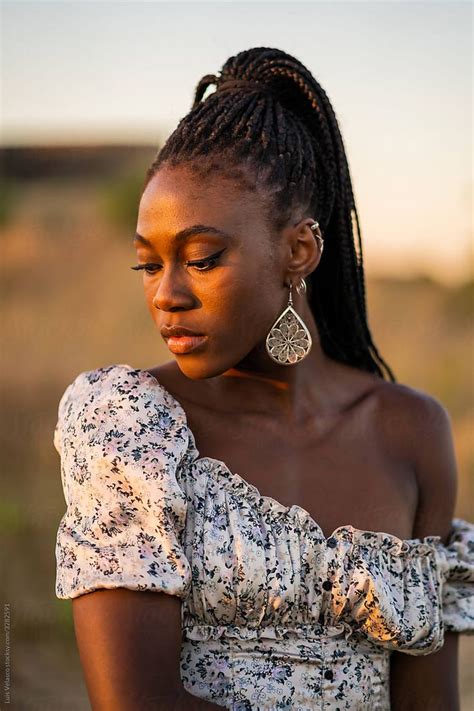 Portrait Of A Gorgeous Black Woman Outdoors By Luis Velasco