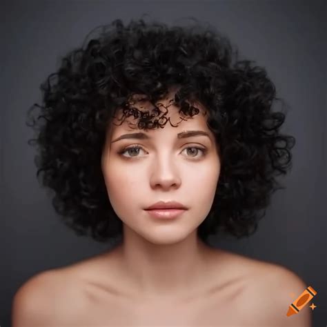 Detailed Portrait Of A Woman With Black Curly Hair On Craiyon