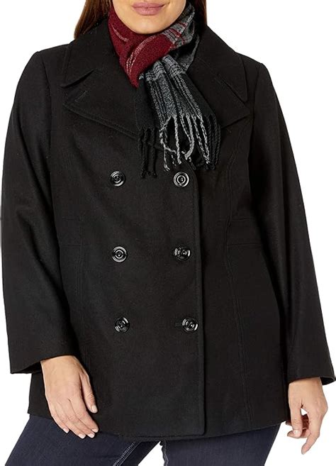 London Fog Womens Plus Size Double Breasted Peacoat With