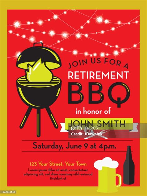 Barbecue Retirement Party Invitation Design Template High Res Vector