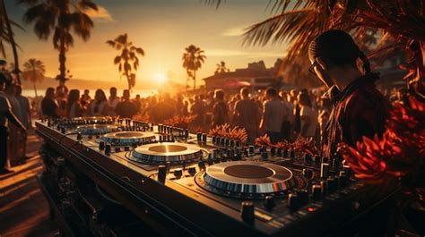 Premium Ai Image Dj Equipment At Sunset Generative Ai