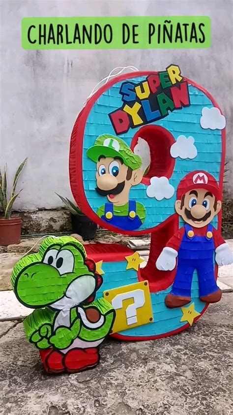 Mario Bross Y Yoshi Piñata No9 Piñatas Piñata Mario Bros Manualidades