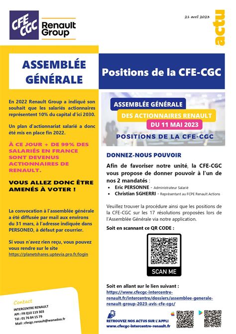 Assemblée Générale 2023 Positions de la CFE CGC CFE CGC Renault group