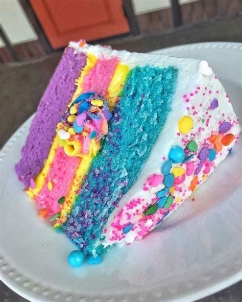 Rainbow Cake Recipe Cute Desserts Yummy Food Dessert Cake