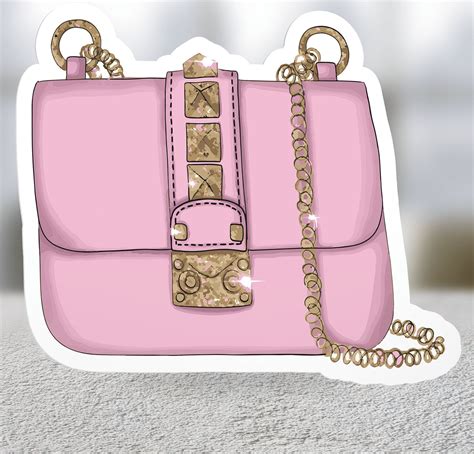 Pink And Gold Purse Bag Sticker Aesthetic Stickers Etsy Gold Purses