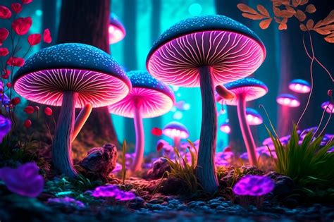 Premium Photo Fantastic Wonderland Forest Landscape With Mushrooms