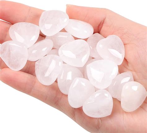 Maibaota Clear Quartz Crystal Heart Healing Crystals Gemstones Pocket