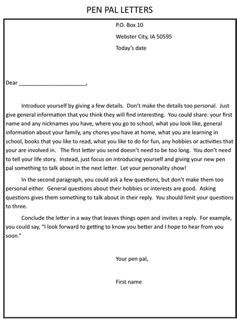 Pen Pal Letters 5Th Grade Reading Language History For Pen Pal