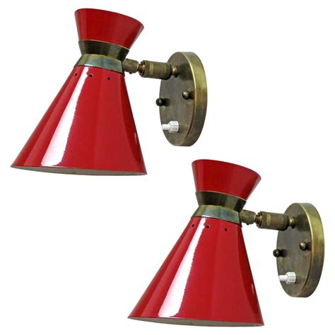 Pair Of Midcentury Double Cone Wall Sconces At 1stdibs Mid Century Modern Double Cone Wall