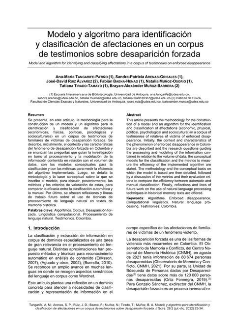 PDF Modelo y algoritmo para la identificación y la clasificación de