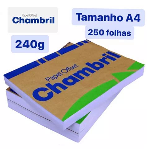 Papel Offset 240g A4 Branco Chambril 250 Folhas Original Parcelamento