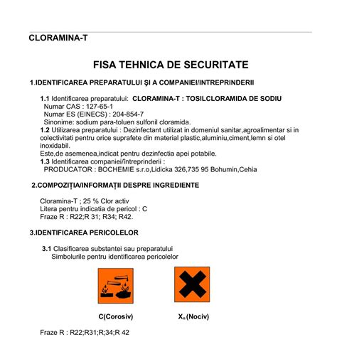 Cloramina T Fisa De Securitate Pdf Docdroid