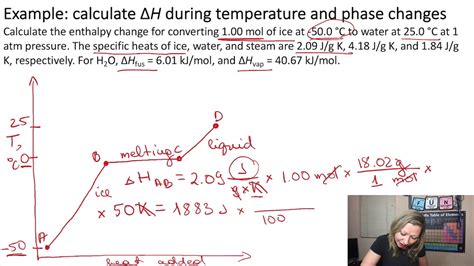 Enthalpy Change Example When Temperature And Phase Changes Youtube