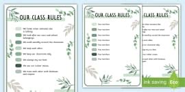 Botanical Themed Nursery Golden Rules Display Posters