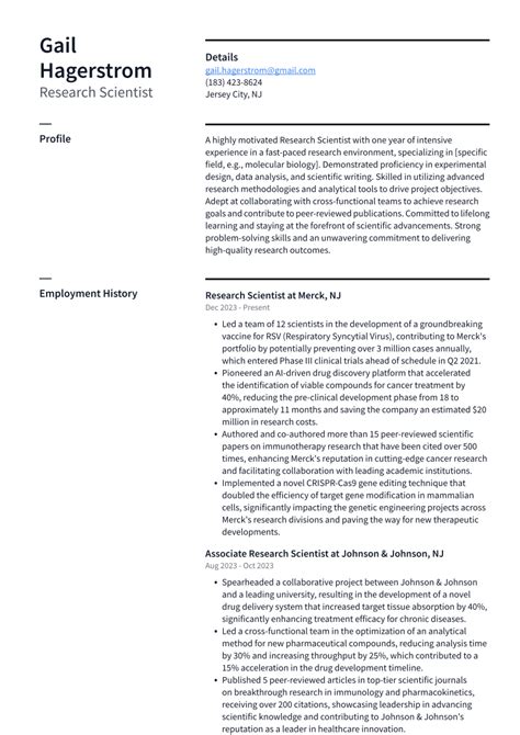 Merck Research Scientist Resume Examples Resumecat