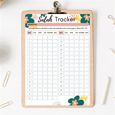 Salah Prayer Tracker Islamic Monthly Calendar Islamic Daily Planner