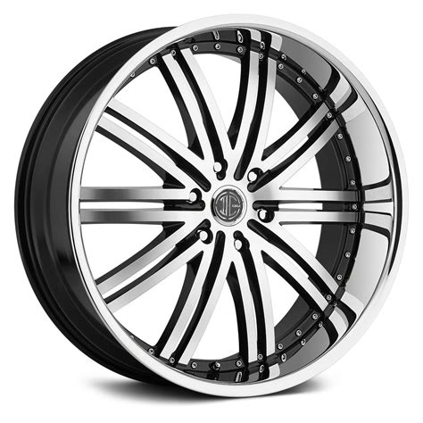 2 Crave® No 13 Wheels Gloss Black With Machined Face And Chrome Lip Rims