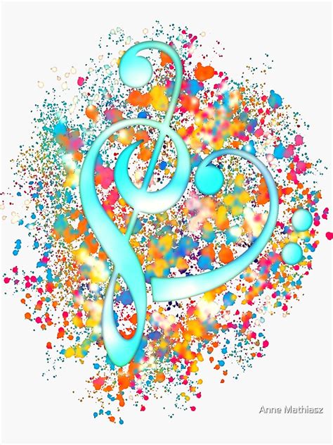 Music Heart Treble Clef Bass Clef Sticker For Sale By Boom Art Redbubble