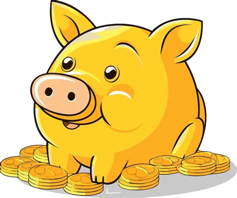 Premium Vector Cartoon Gold Piggy Bank And Coins Financial Symbol