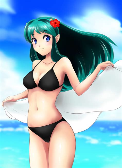 The Big Imageboard Tbib Absurdres Beach Bikini Black Bikini Blue Eyes Blue Sky Breasts