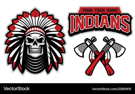 Indian Skull Mascot Set Royalty Free Vector Image