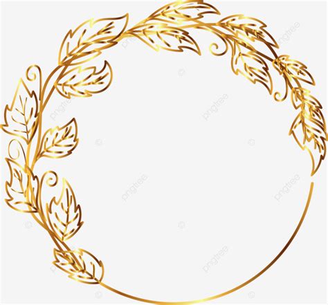 Circle Leaf Gold Frame Circle Gold Leaf Png And Vector With