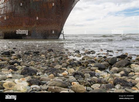 Abandoned Aground Commercial Ship At Cabo San Pablo Beach Tierra Del