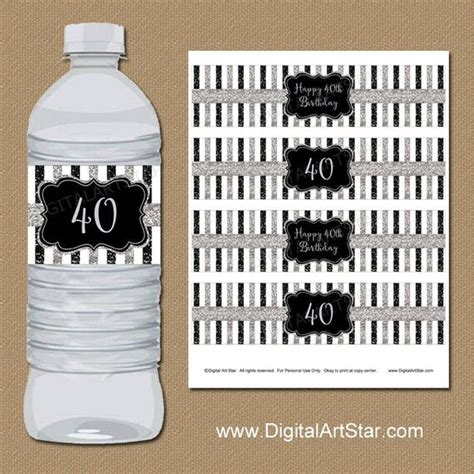 40th Birthday Water Bottle Labels 40th Birthday Party Decorations For Men Decor For Women