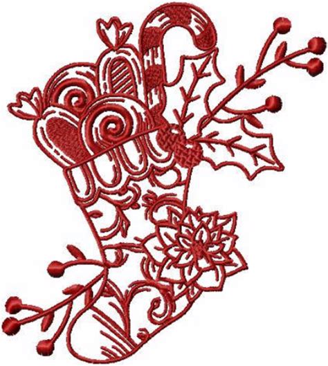 Machine Embroidery Design Christmas Redwork 02