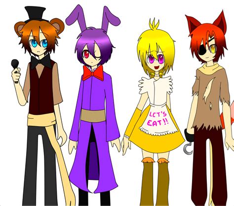 Fnaf 1 Human Animatronics By Al Chan Fnaf On Deviantart