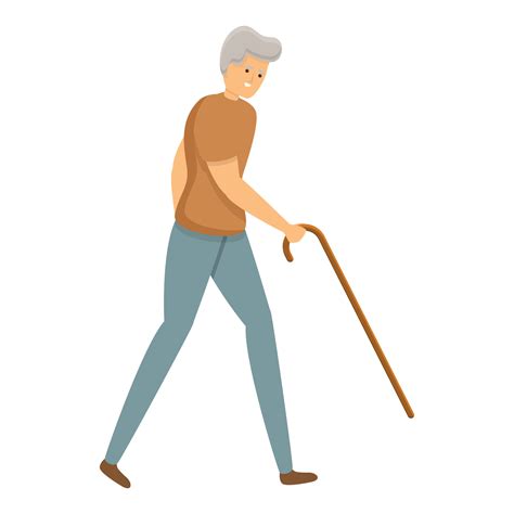 Aged man walking stick icon, cartoon style 14253426 Vector Art at Vecteezy