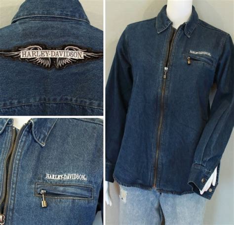 Harley Davidson Denim Shirt Jacket Womens Gem