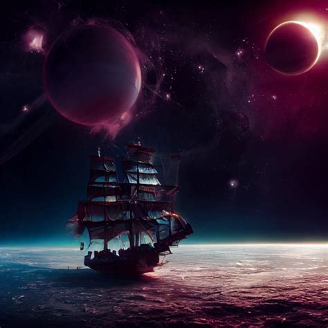 Pirate Ship Flying Through Space Photoreal 8K Midjourney OpenArt