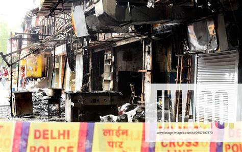 New Delhi India April 26 Charred Remains Of A Building That Caught