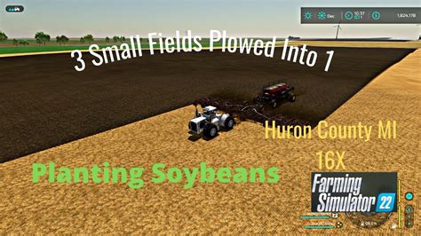 Fs22 Huron County Mi 16x Planting A Large Soybean Field Using Courseplay Youtube