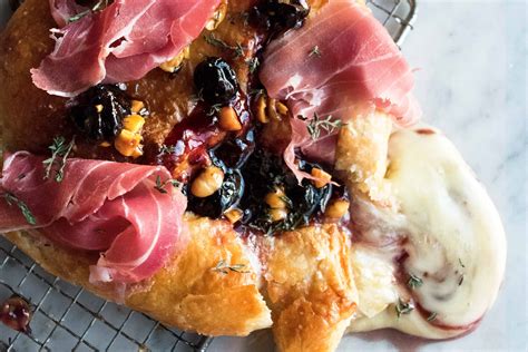 Puff Pastry Wrapped Baked Brie With Prosciutto Cherry Jam The