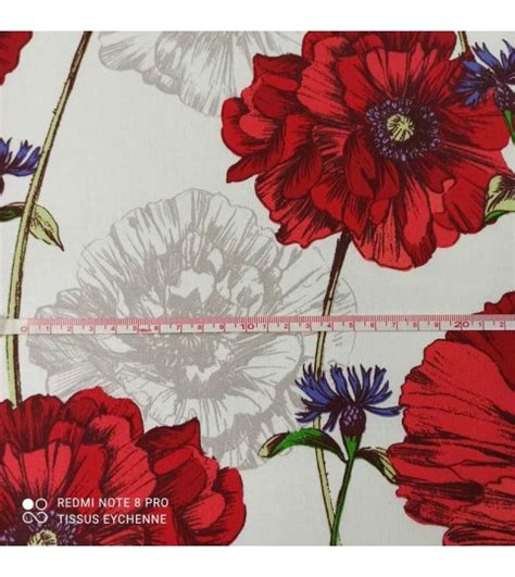 Tissu Coton Coquelicot Rouge Nous Consulter