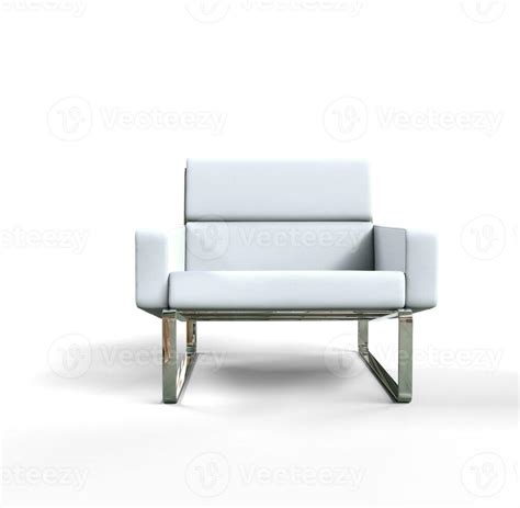 White Modern Armchair On White Background Front View 31200882 Stock