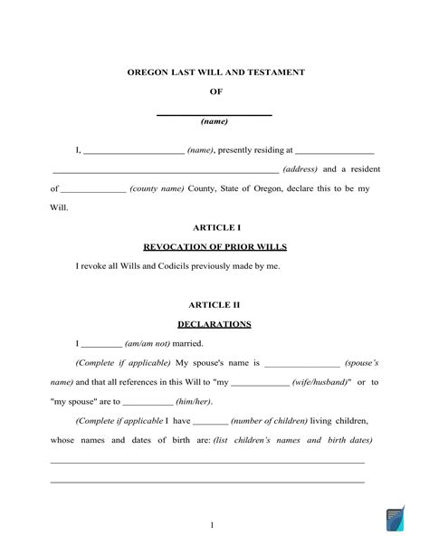 Fillable Oregon Last Will And Testament Form FREE FormsPal