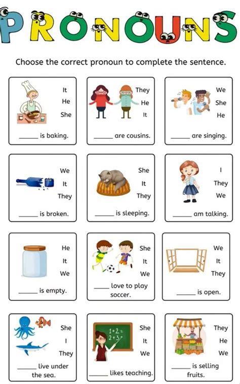 An English Worksheet With The Words Pronouns And Other Things In It