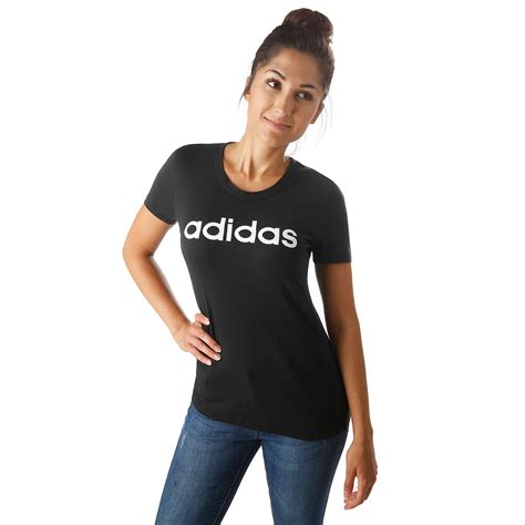 Adidas Essentials Linear Slim T Shirt Damen Schwarz Weiß Online Kaufen Tennis Point De