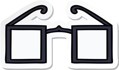 Sticker Of A Cute Cartoon Square Glasses 36375518 Png