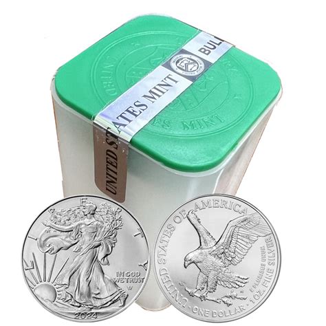 Roll Of 20 2024 1 Oz 999 Fine Silver American Silver Eagle Coin BU